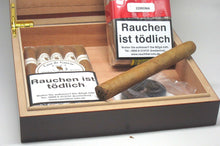 Laden Sie das Bild in den Galerie-Viewer, Humidor - Klassiker " Angelo " - Schwarz matt - 23 x 21,5 x 6 cm - NEU